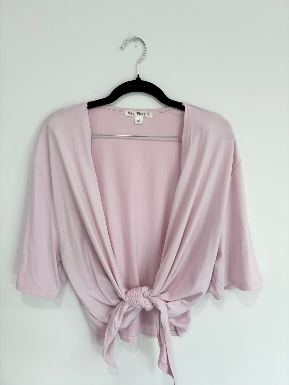 Say What? Light Pink Tie-Front Top